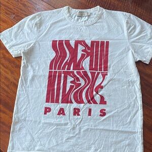 MAISON KITSUNE White Tee with Red Paris Graphic